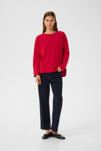 InWear Gincent True Red Modal Supersoft Dipped Hem Sweatshirt