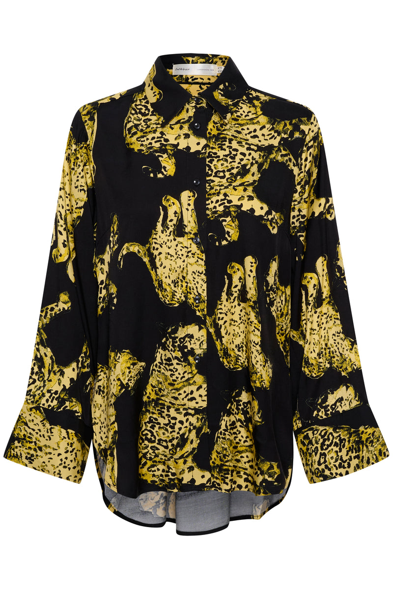 InWear Nerissa Ezo Black Leopard Oversized Shirt, 30108685