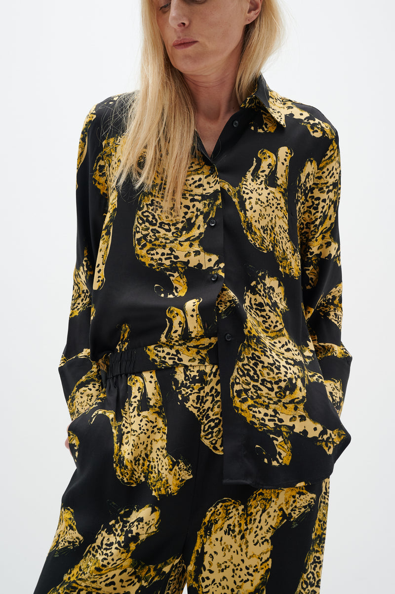 InWear Nerissa Ezo Black Leopard Oversized Shirt, 30108685