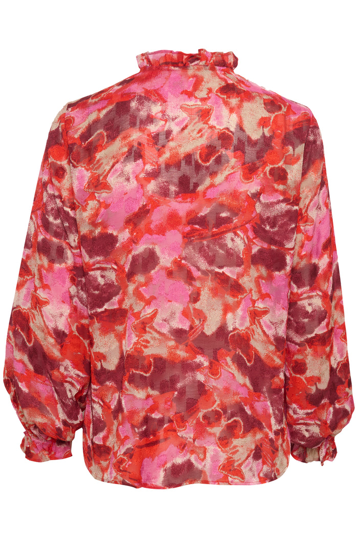 InWear Lasira Red Abstract Leaf Print Blouse, 30108803