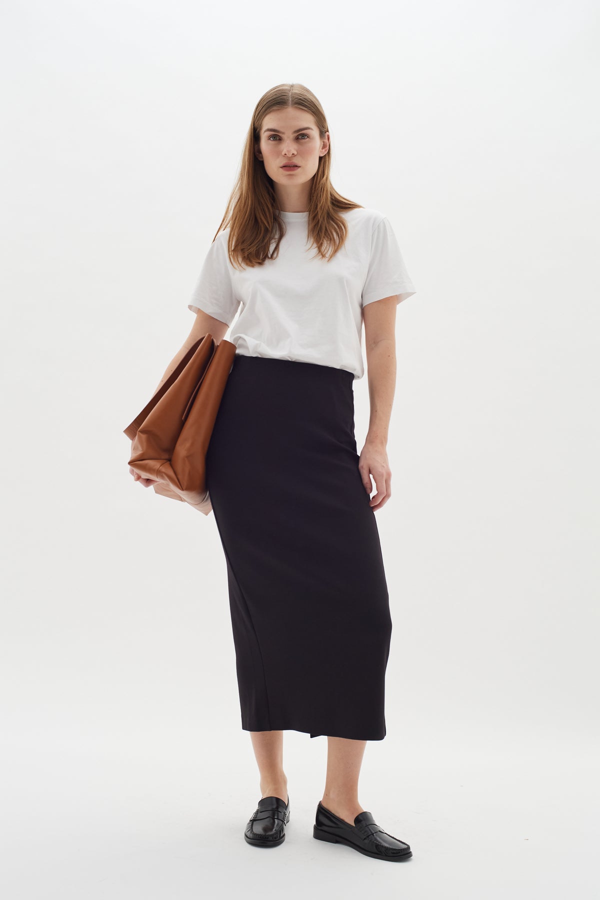 BACK IN STOCK - InWear Aida Black Modal Ankle Length Tube Skirt