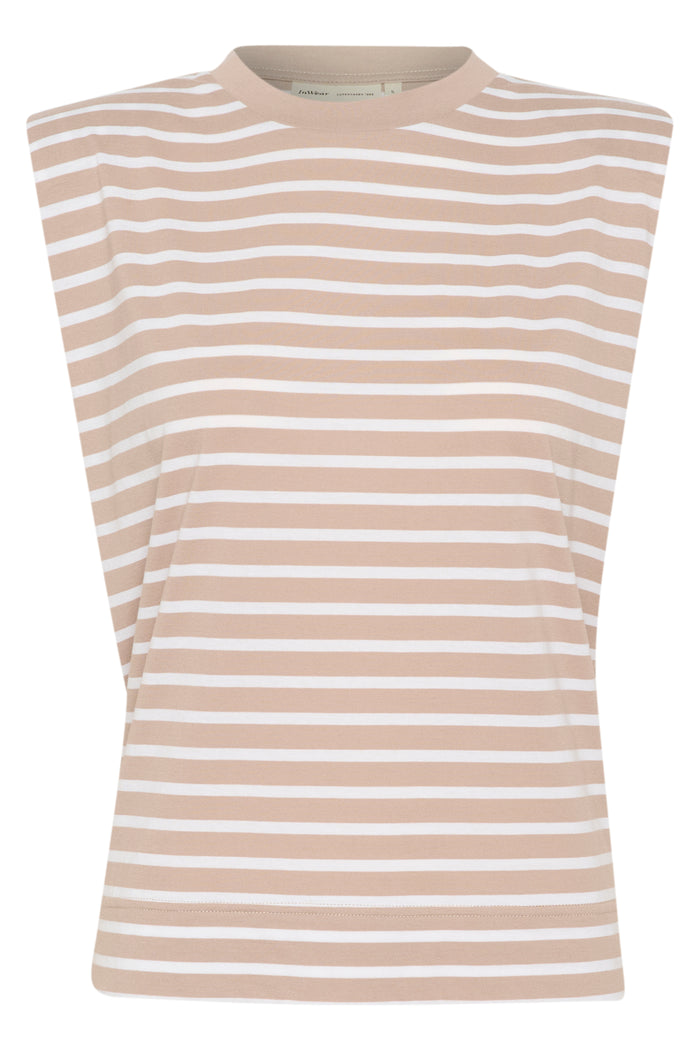 InWear Emmi Clay/Pure White Striped Relaxed Fit T-Shirt, 30109374