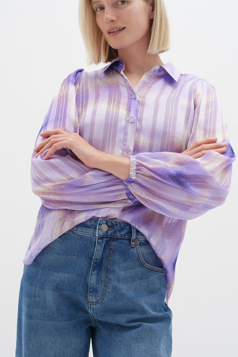 InWear Himari Lavender Art Splash Print Shirt, 30109398