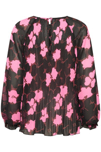 InWear Mendra Cashmere Pink Flower Plisse Oversized Blouse, 30109660