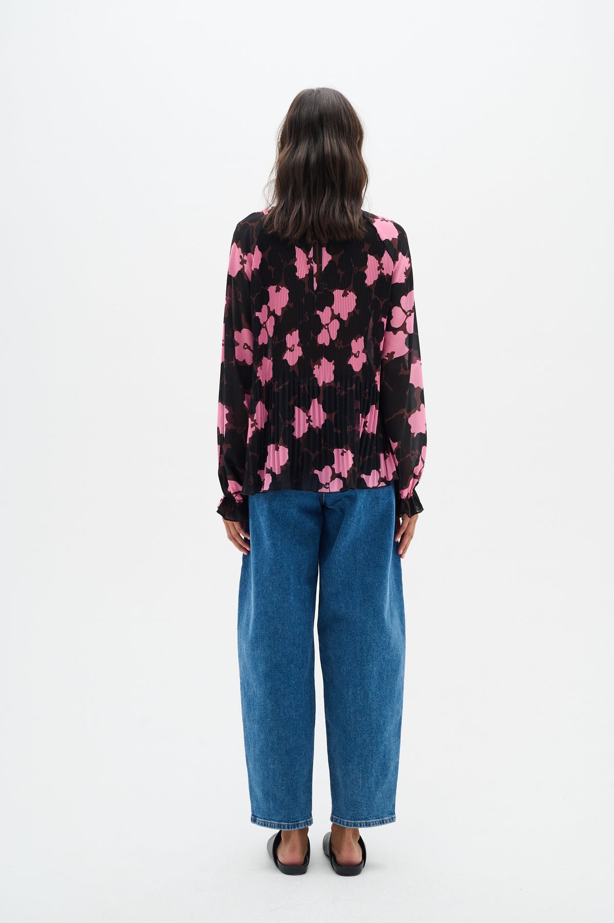 InWear Mendra Cashmere Pink Flower Plisse Oversized Blouse, 30109660