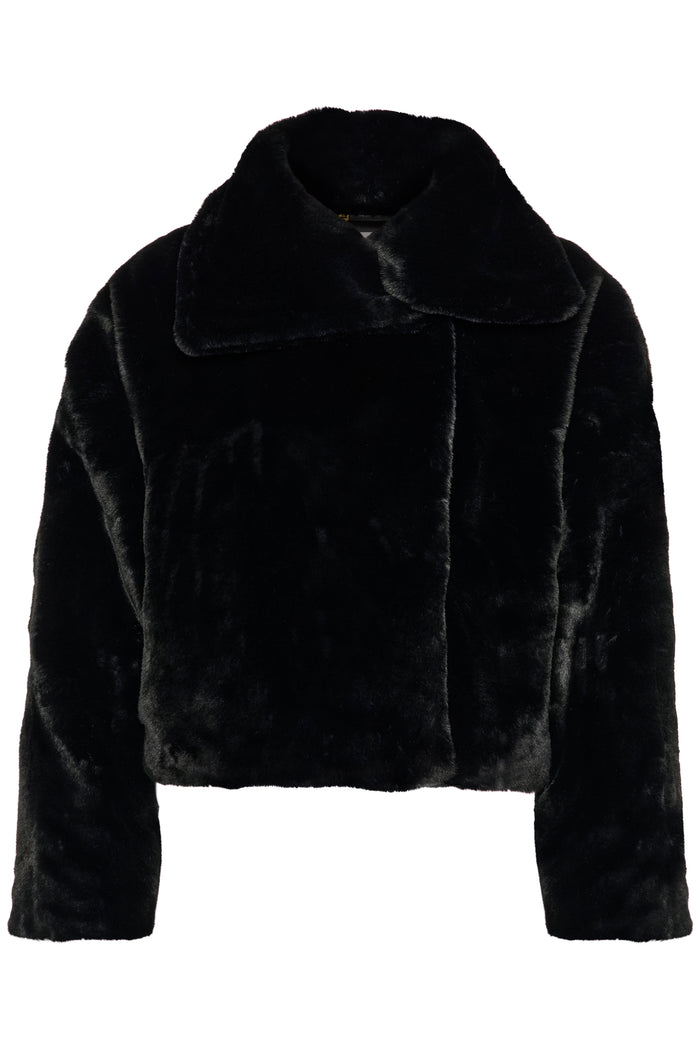 InWear Yoneko Black Faux Fur Short Coat