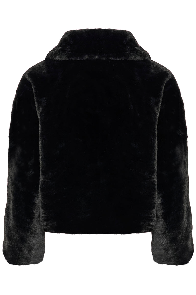 InWear Yoneko Black Faux Fur Short Coat