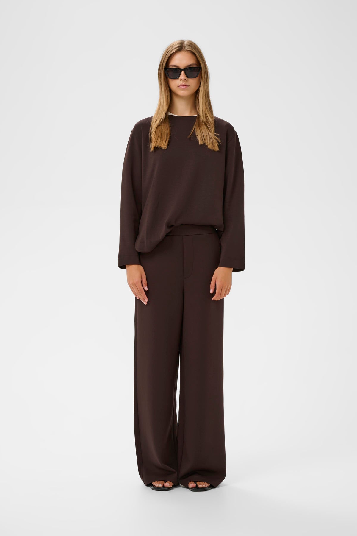 InWear Gincent Chocolate Brown Modal Wide Leg Joggers