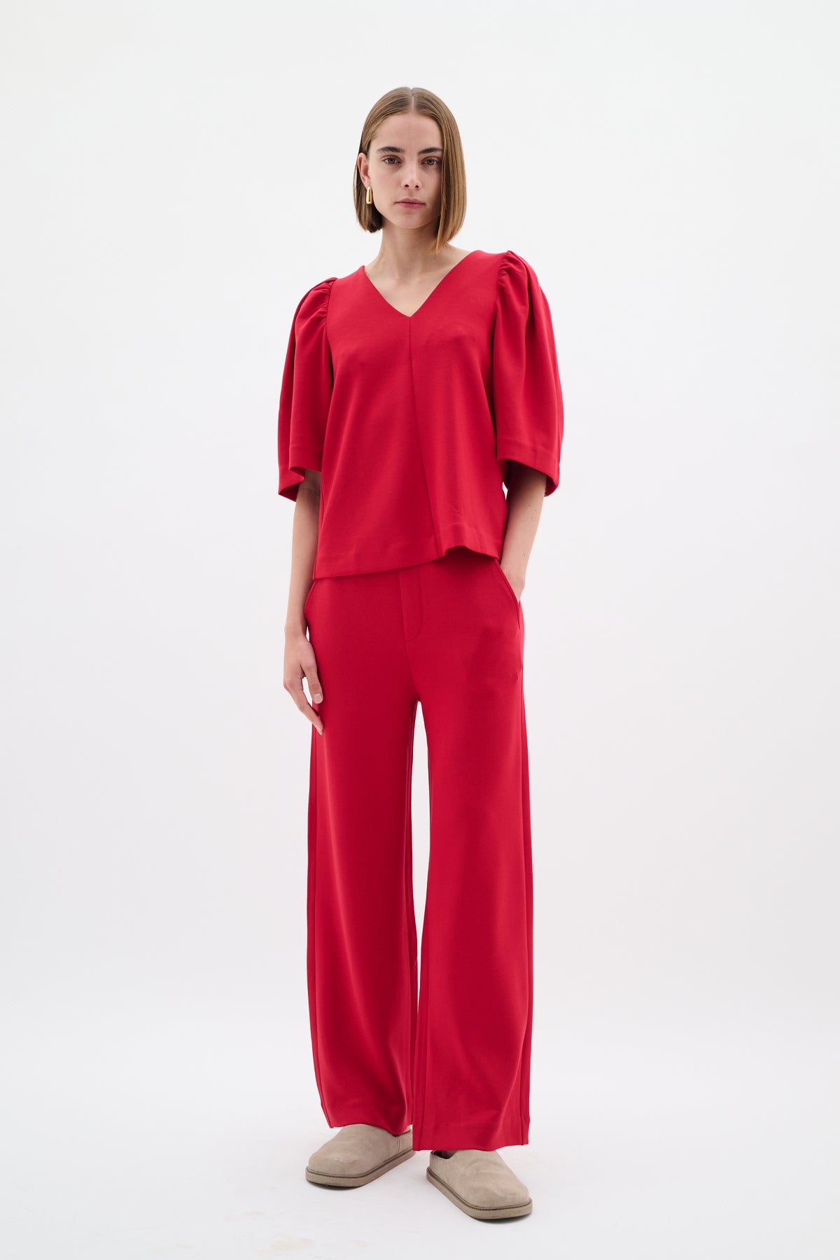 InWear Gincent True Red Modal Wide Leg Joggers