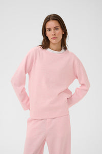 InWear Gincent Candy Pink Melange Modal Supersoft Dipped Hem Sweatshirt