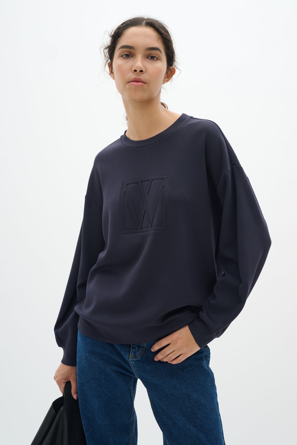 InWear Laciest Vincent Marine Blue Modal Supersoft Logo Embossed Sweatshirt