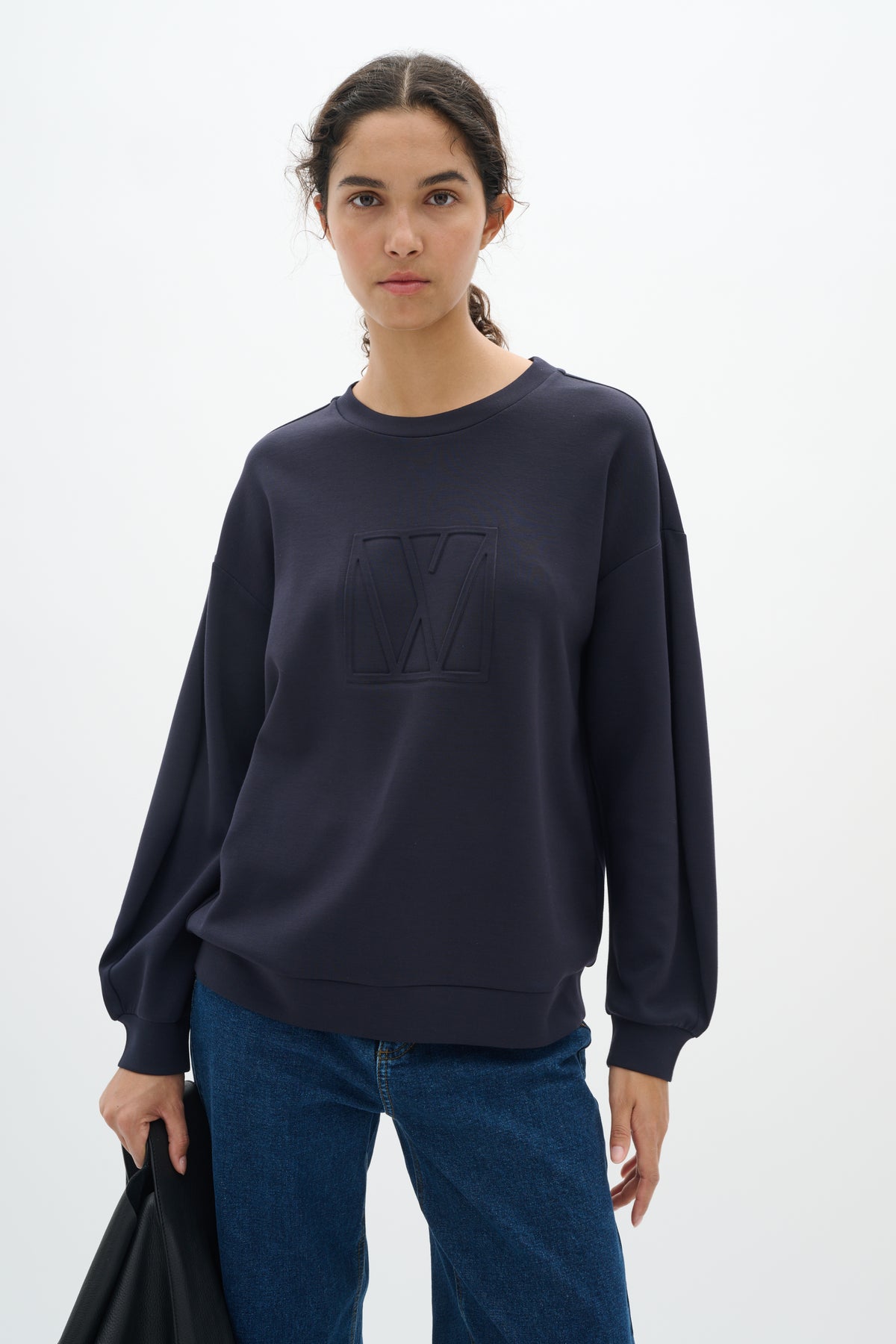 InWear Laciest Vincent Marine Blue Modal Supersoft Logo Embossed Sweatshirt