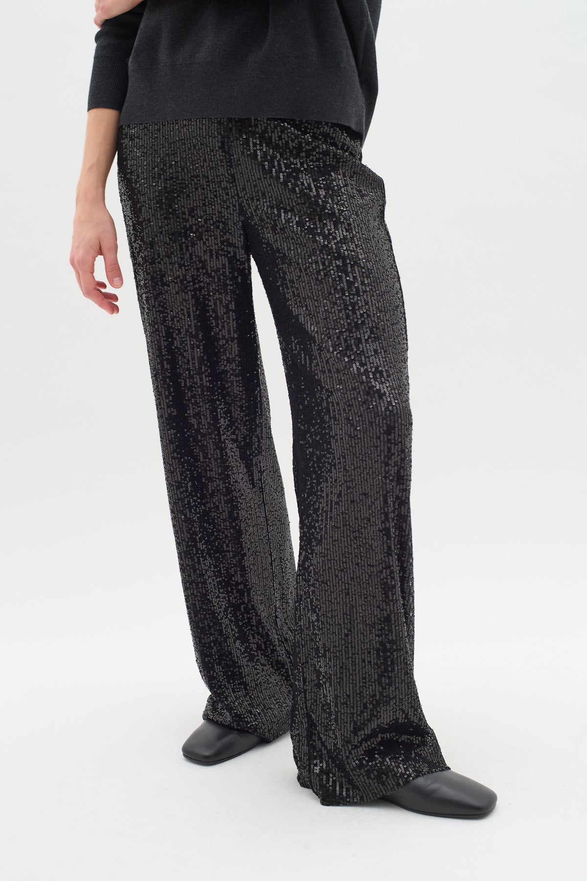 InWear Barbara Black Sequin Wide Leg Trousers