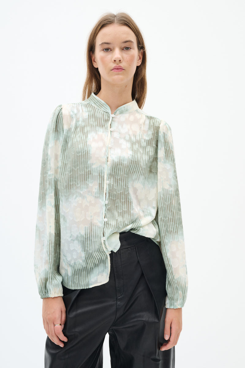 InWear Cielle Sage Green Abstract Printed Shirt, 30110261