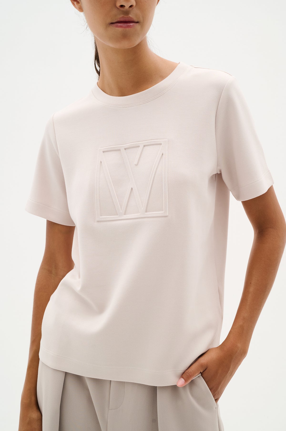 InWear Vincent Haze Beige Embossed Logo T-Shirt
