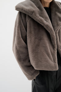 InWear YoboIW Sandy Grey Faux Fur Short Coat
