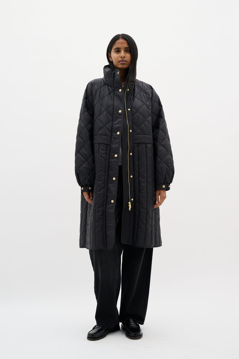 InWear Karmel Ultimate Quilted Black Longline Coat, 30110660