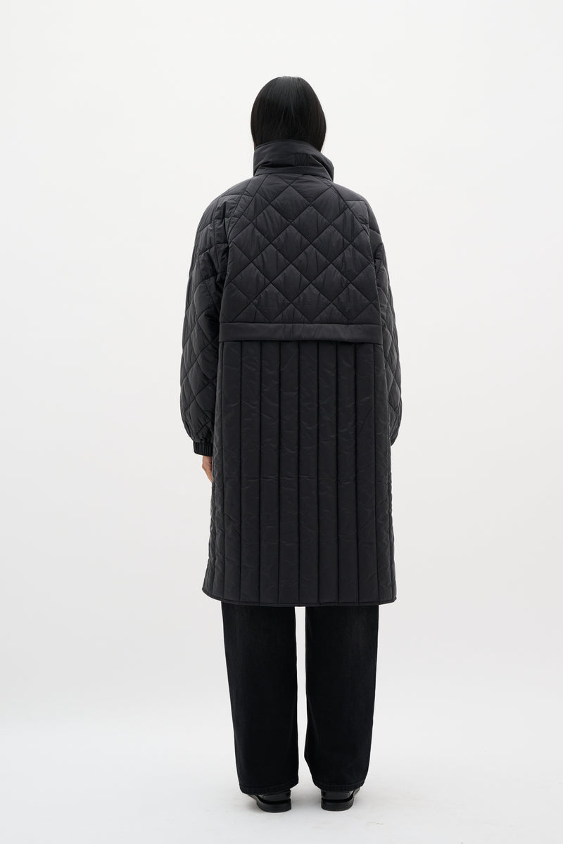 InWear Karmel Ultimate Quilted Black Longline Coat, 30110660