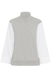 InWear Capella Grey Melange Sweatshirt with Button Detailing