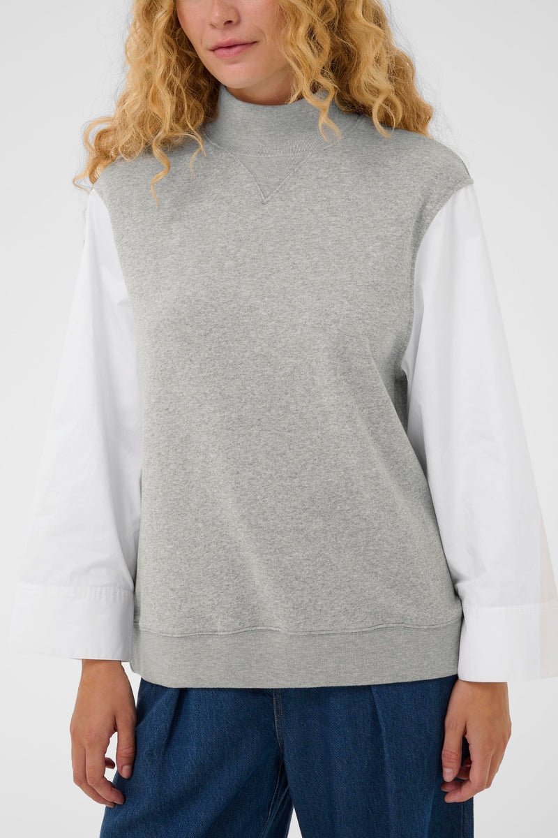 InWear Capella Grey Melange Sweatshirt with Button Detailing