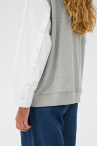 InWear Capella Grey Melange Sweatshirt with Button Detailing