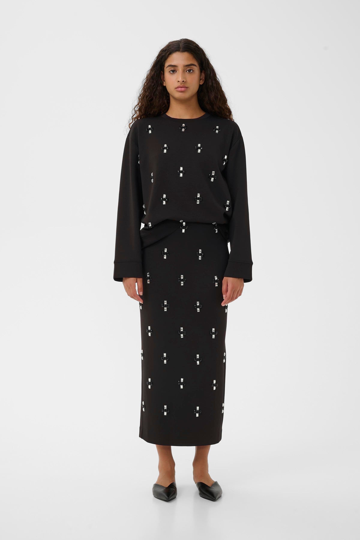 InWear Aida Black Modal Deco Ankle Length Tube Skirt