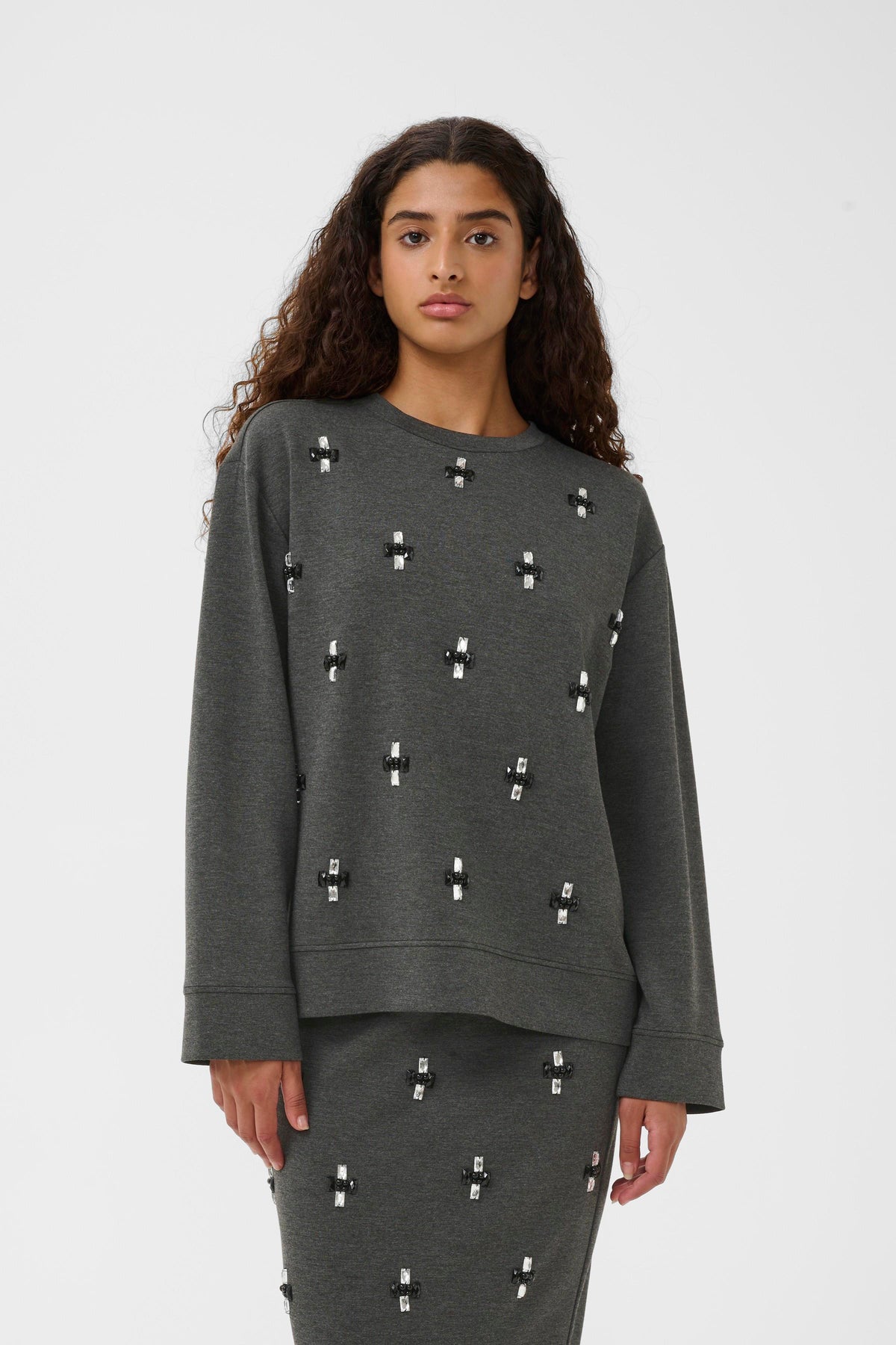 InWear Kincent Grey Melange Modal Deco Sweatshirt