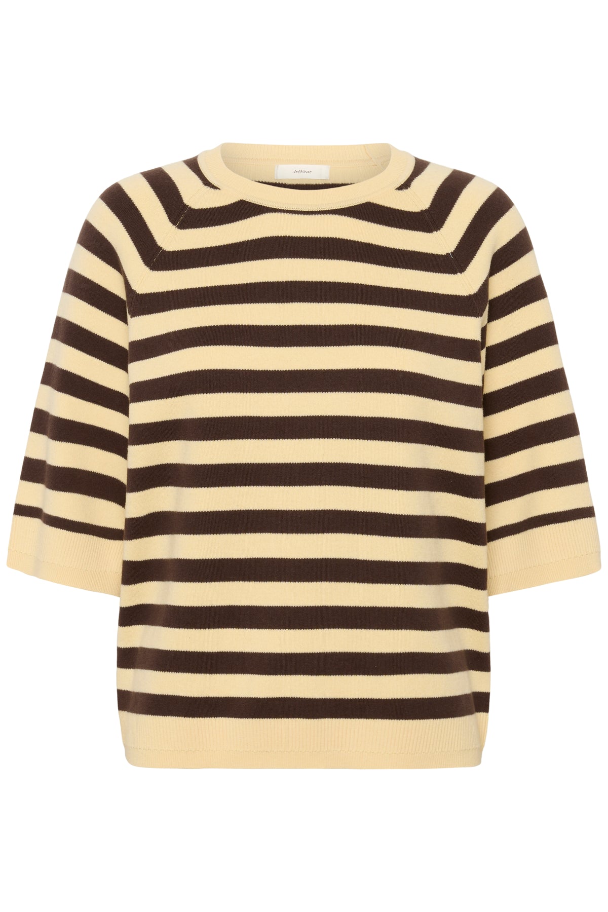 InWear MadieIW Coffee Bean/Chamomile Stripe Knitted T-Shirt Pullover, 30112398