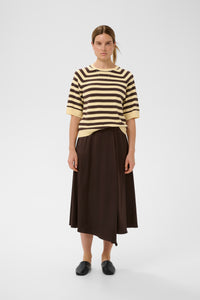 InWear MadieIW Coffee Bean/Chamomile Stripe Knitted T-Shirt Pullover, 30112398