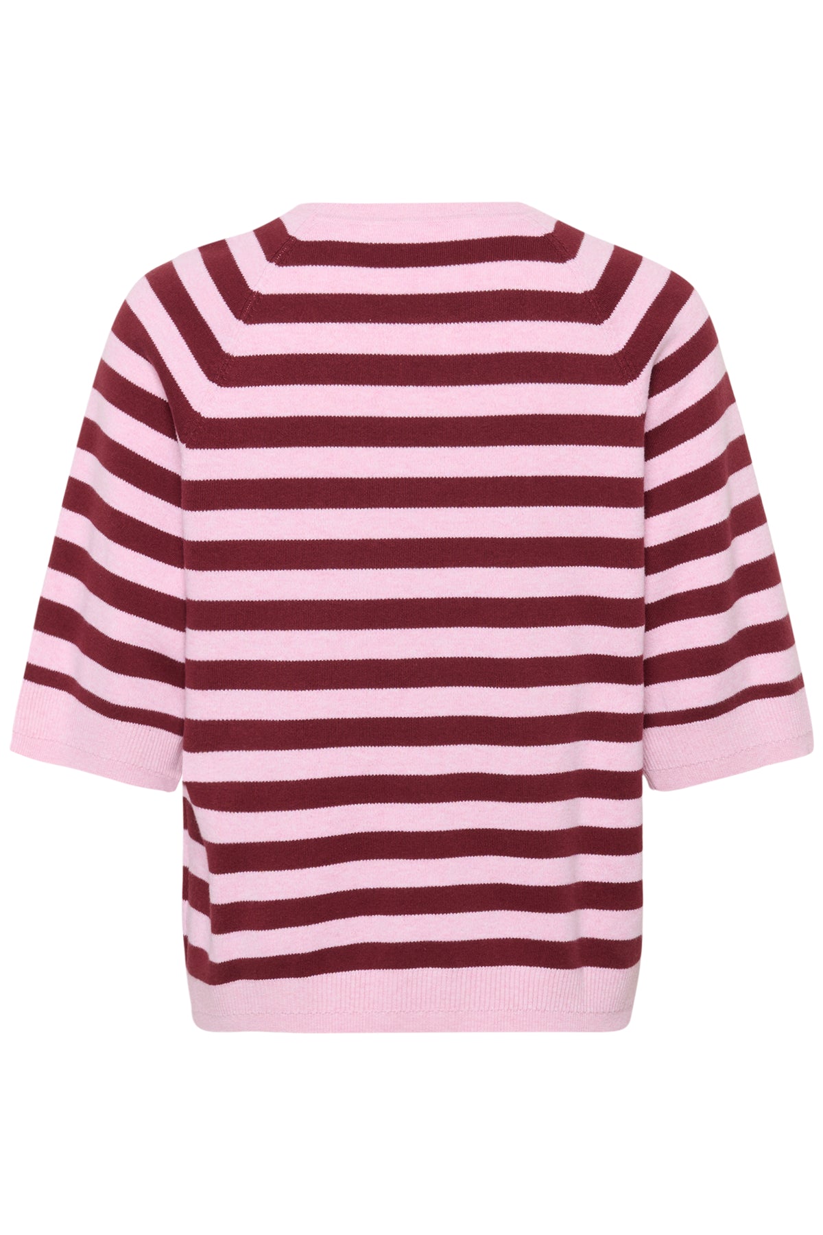 InWear MadieIW Baby Pink/Burgundy Stripe Knitted T-Shirt Pullover, 30112398