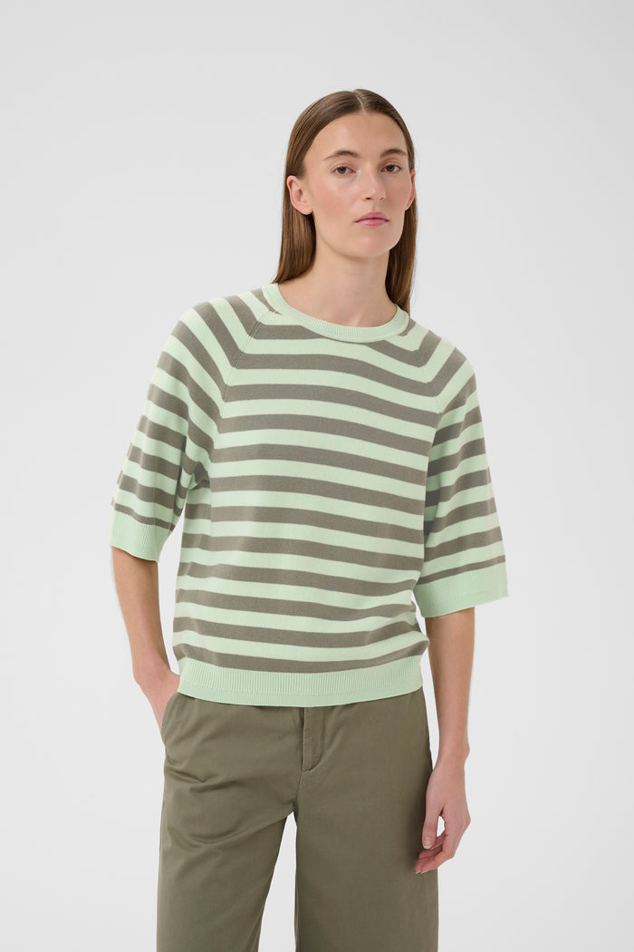 InWear MadieIW Mulled Basil Stripe Knitted T-Shirt Pullover, 30112398