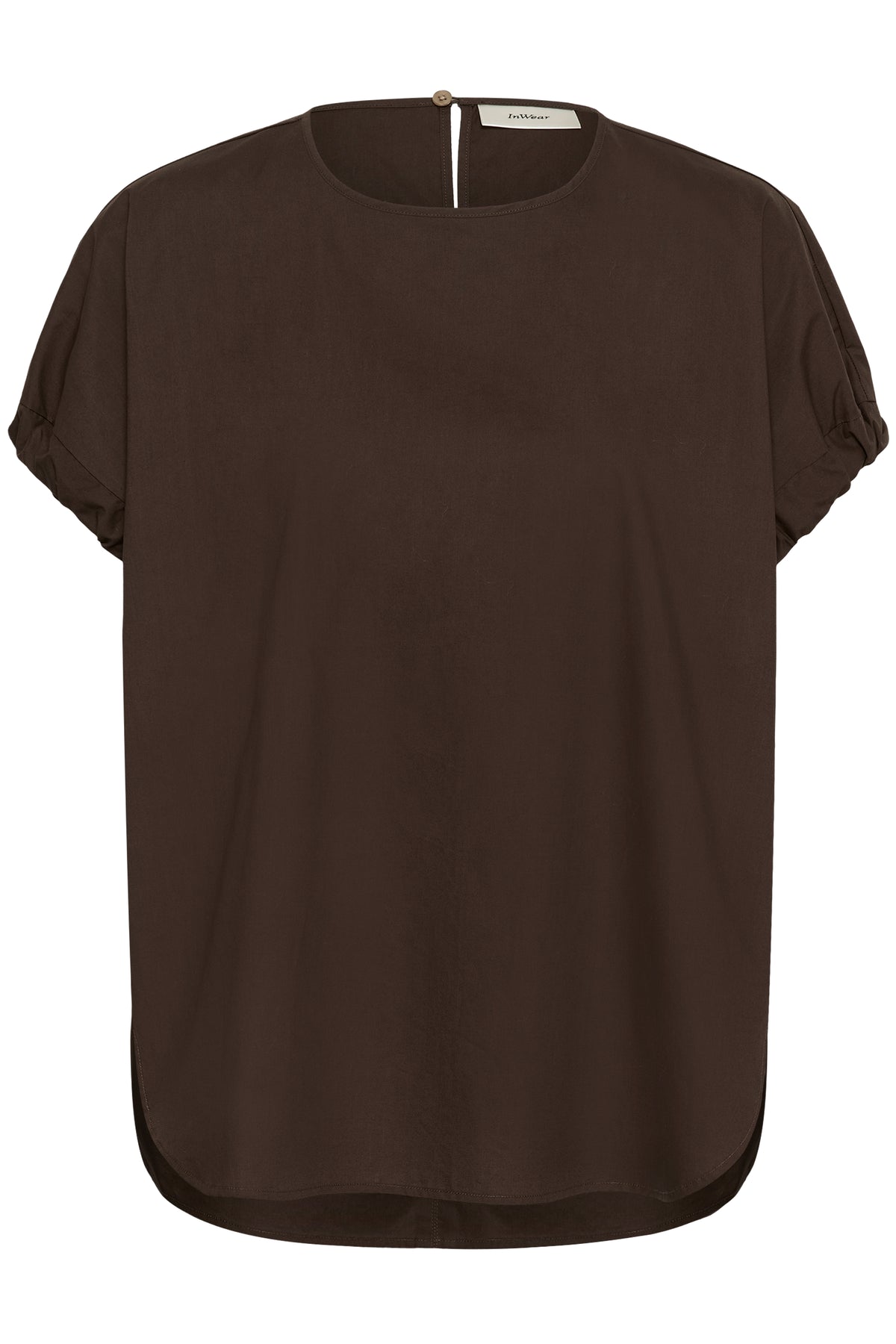 InWear Raven Coffee Bean Boxy Top with Dipped Hem, 30112500