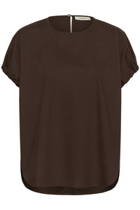 InWear Raven Coffee Bean Boxy Top with Dipped Hem, 30112500
