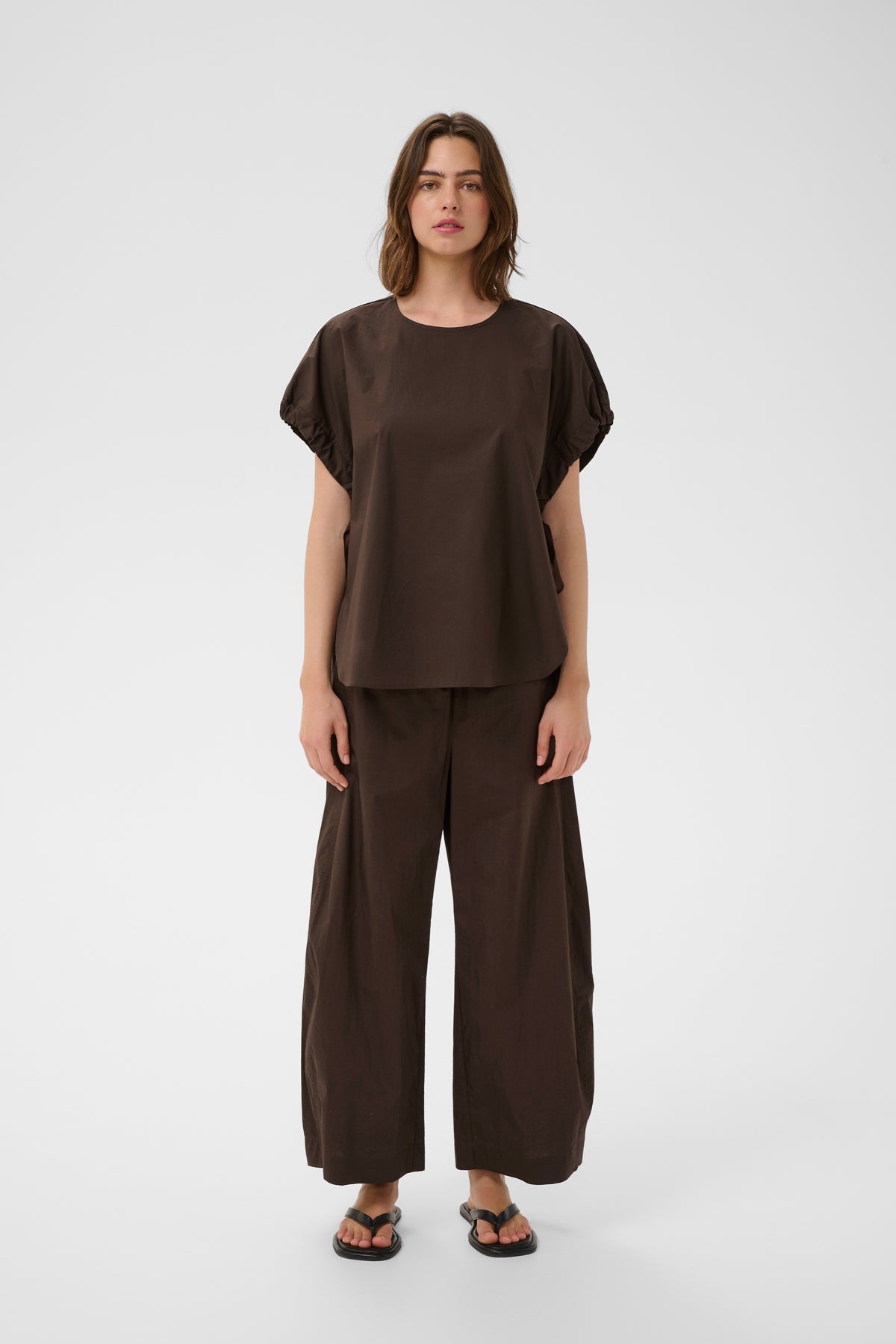 InWear Raven Coffee Bean Boxy Top with Dipped Hem, 30112500
