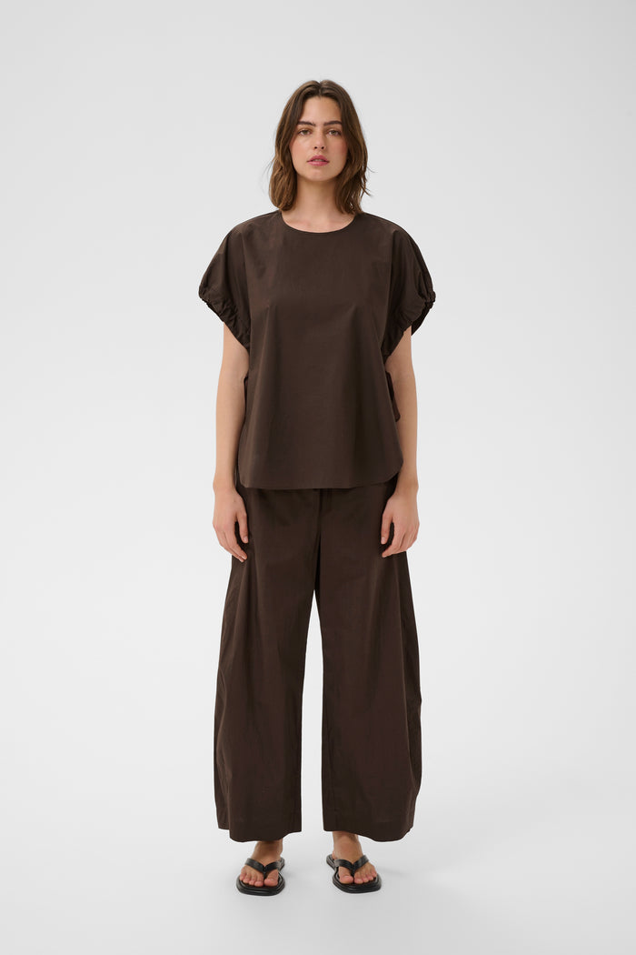 InWear Raven Coffee Bean Boxy Top with Dipped Hem, 30112500