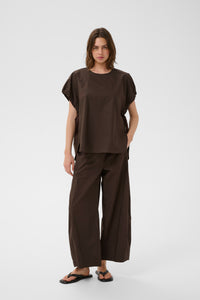 InWear Raven Coffee Bean Boxy Top with Dipped Hem, 30112500