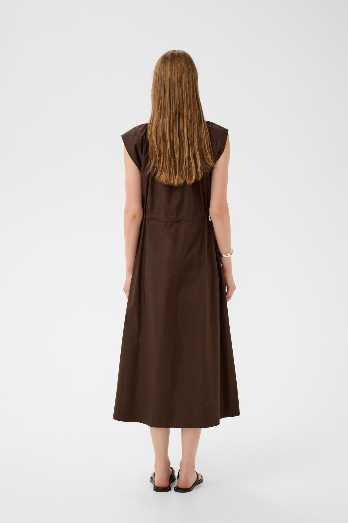 InWear Ellini Coffee Bean Midi Dress with Mocha Tie Detailing, 30112531