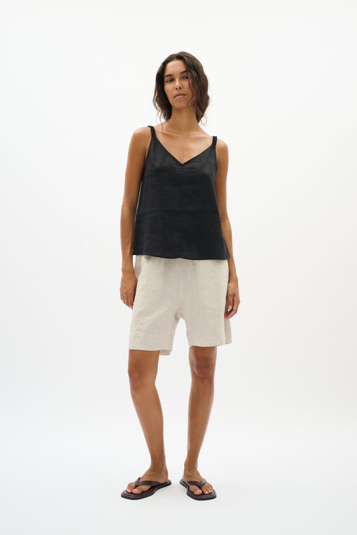 InWear ElinorIW Black V-Neck Linen Blouse, 30112539