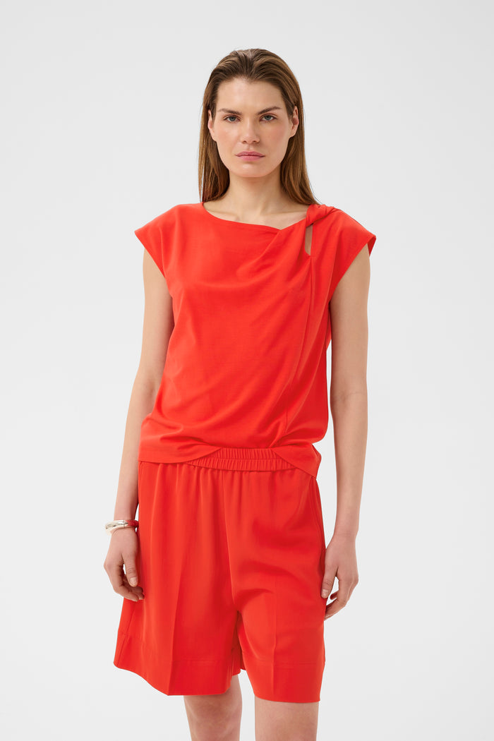 InWear Pennie Poppy Red Twist Neck Top, 30112574