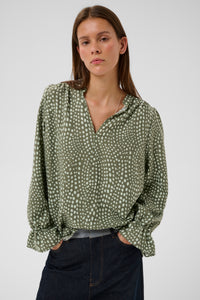 InWear LibertyIW Mulled Basil Polka Dot V-Neck Blouse, 30112584