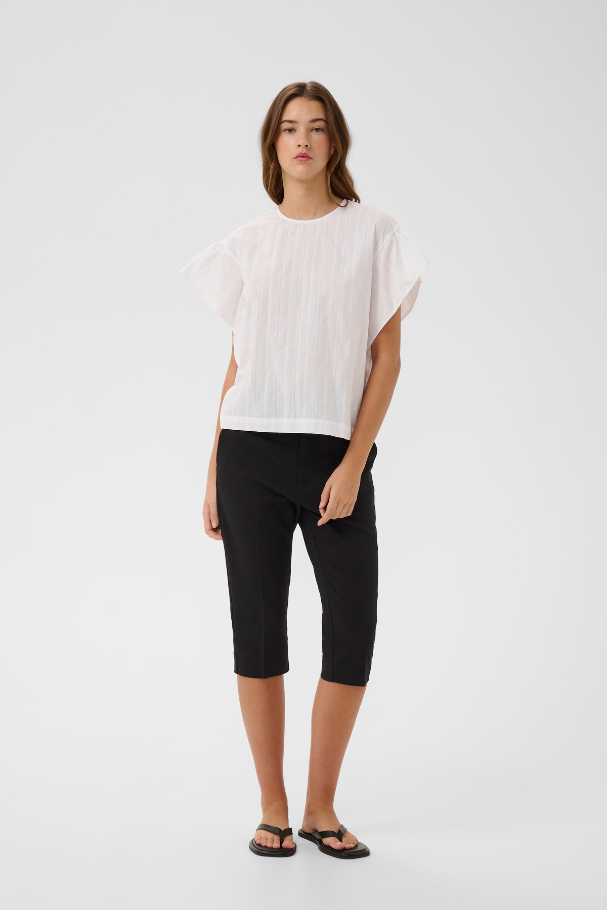 InWear Roseville Pure White Flutter Sleeve Classic Blouse