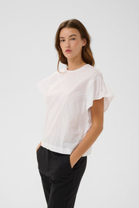 InWear Roseville Pure White Flutter Sleeve Classic Blouse