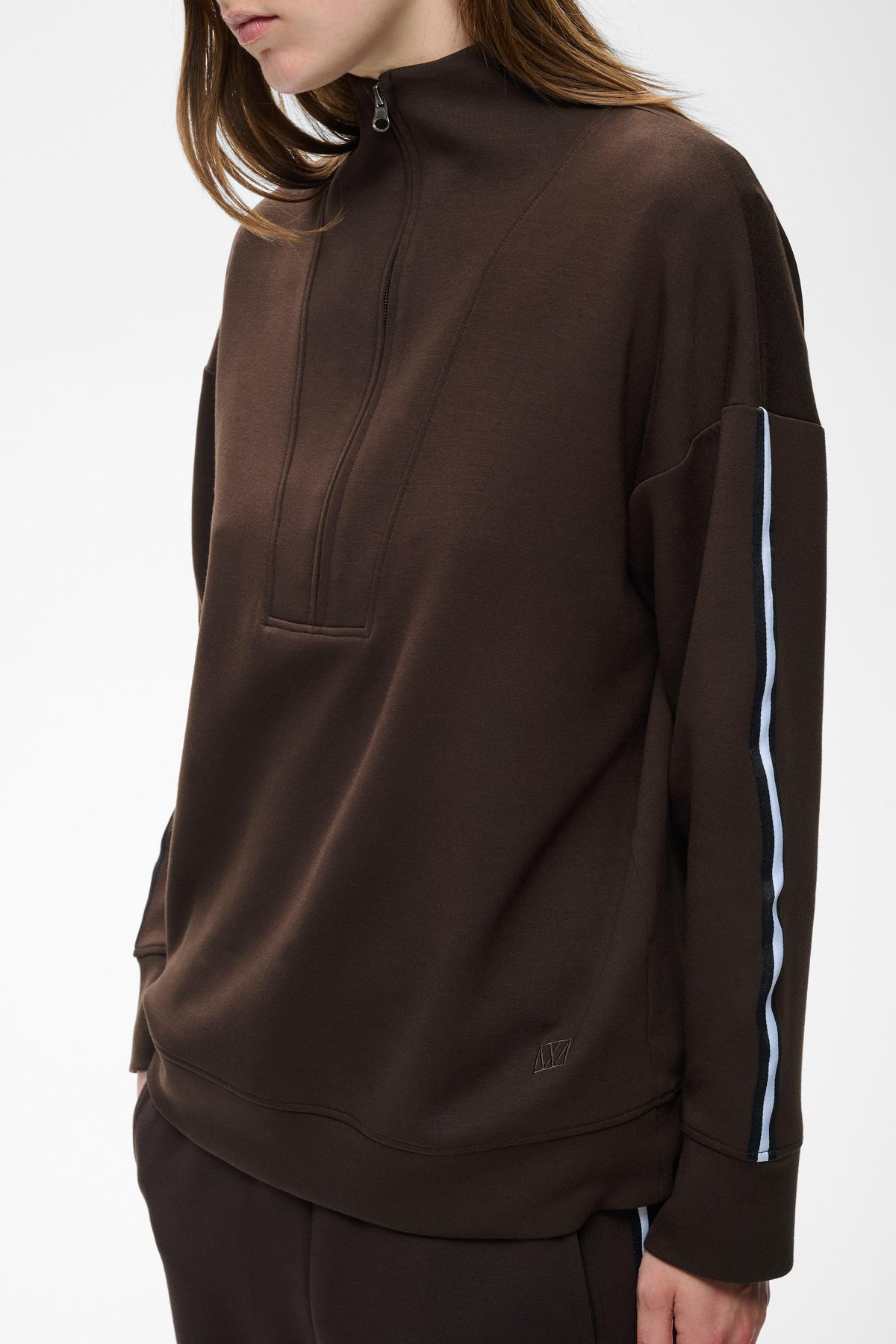 InWear Aggie Vincent Chocolate Brown Modal 1/2 Zip Sweatshirt, 30112856