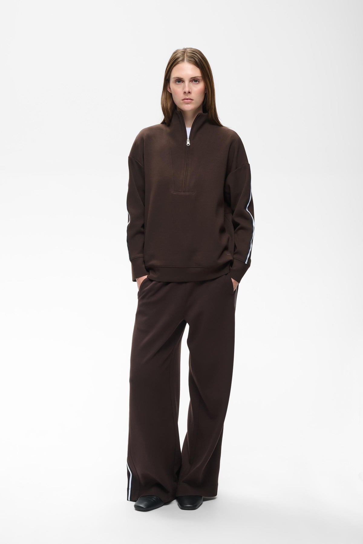 InWear Aggie Vincent Chocolate Brown Modal 1/2 Zip Sweatshirt, 30112856