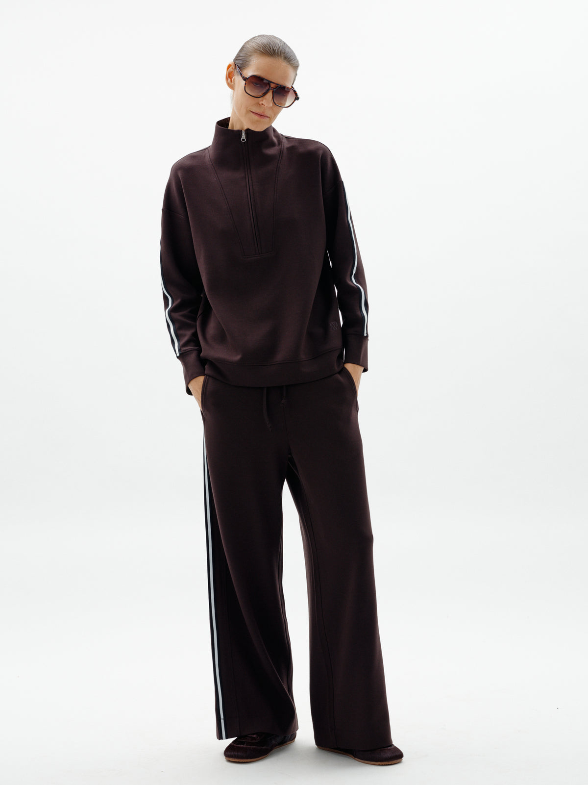 InWear Aggie Vincent Chocolate Brown Modal 1/2 Zip Sweatshirt, 30112856