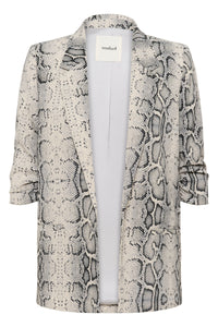 Soaked in Luxury Shirley Beige Grey Snake Printed Blazer