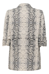 Soaked in Luxury Shirley Beige Grey Snake Printed Blazer