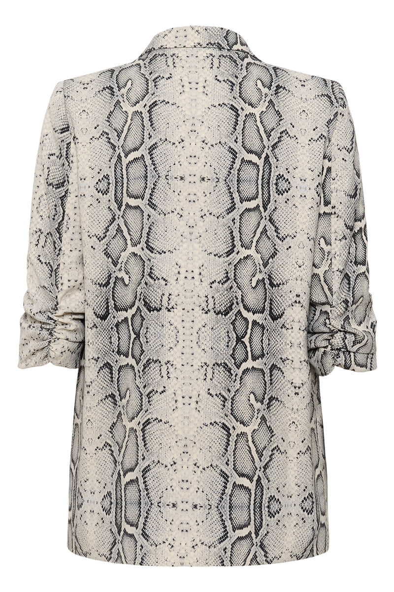 Soaked in Luxury Shirley Beige Grey Snake Printed Blazer