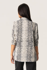 Soaked in Luxury Shirley Beige Grey Snake Printed Blazer