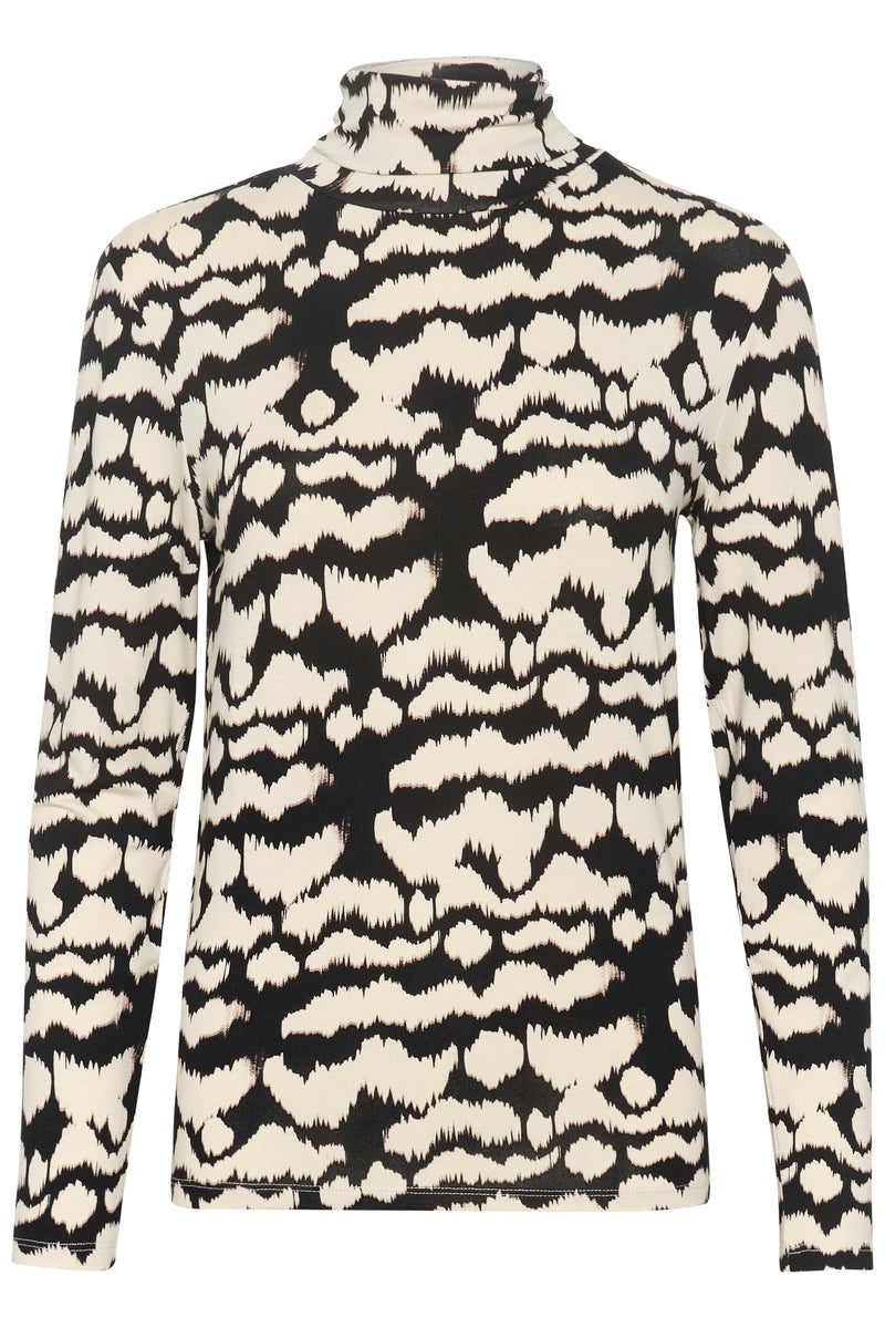 Soaked in Luxury Hanadi Whitecap Burro Zig Zag Printed Rollneck Top, 30405647